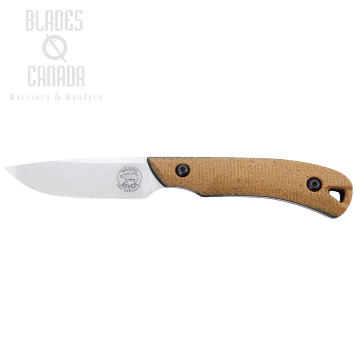 White River Axiom Fixed Blade Knife, MagnaCut, Micarta Natural Canvas w/ Black Liners, Kydex Sheath, WRSS-AXM-MNB